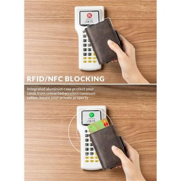 Credit Card Holder RFID Blocking Leather Automatic Pop Up Wallet for Men - Picture 3 of 7